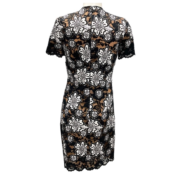 MICHAEL KORS COLLECTION BLACK / OPTIC WHITE REEMBROIDERED GUIPURE DRESS - Picture 3 of 5
